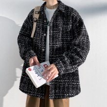 粗花呢小香风格子外套男士春秋季冬款加绒高级感宽松休闲男生夹克