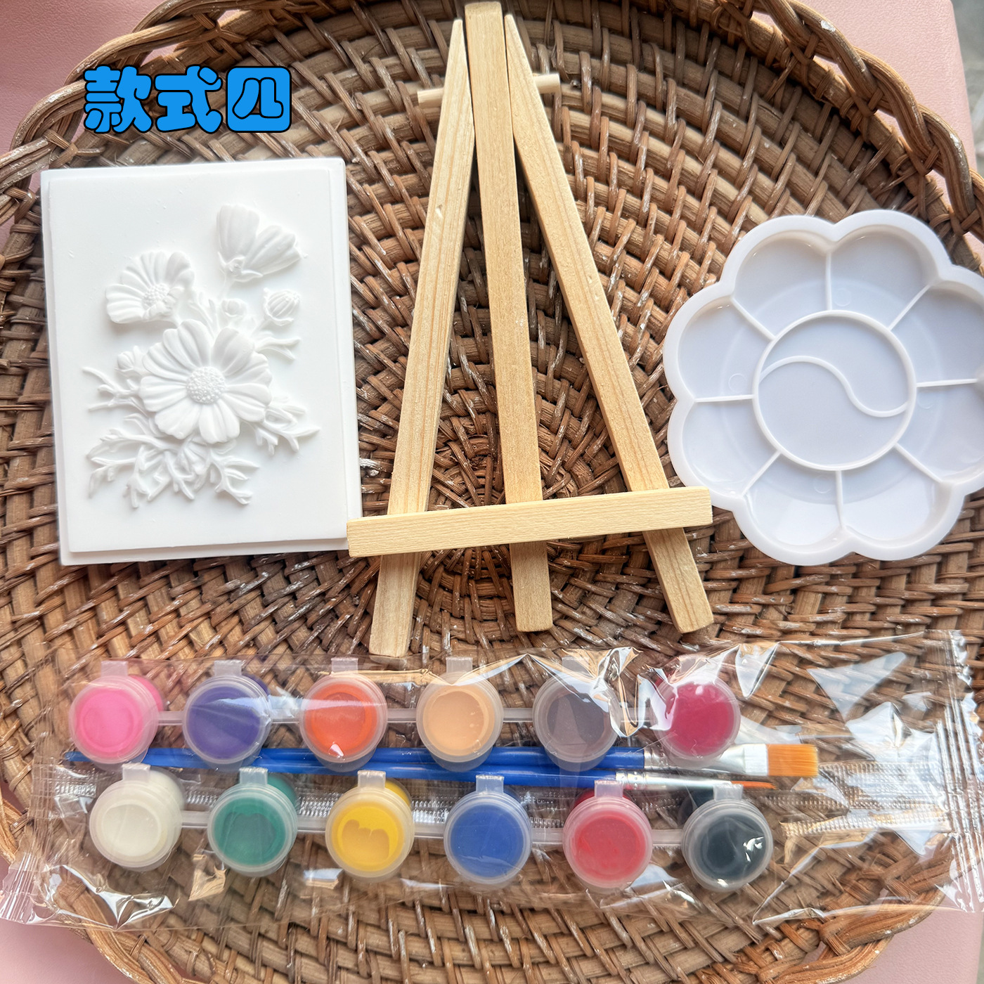 Adorno de Yeso en Relieve Floral DIY para Pintar y Decoración