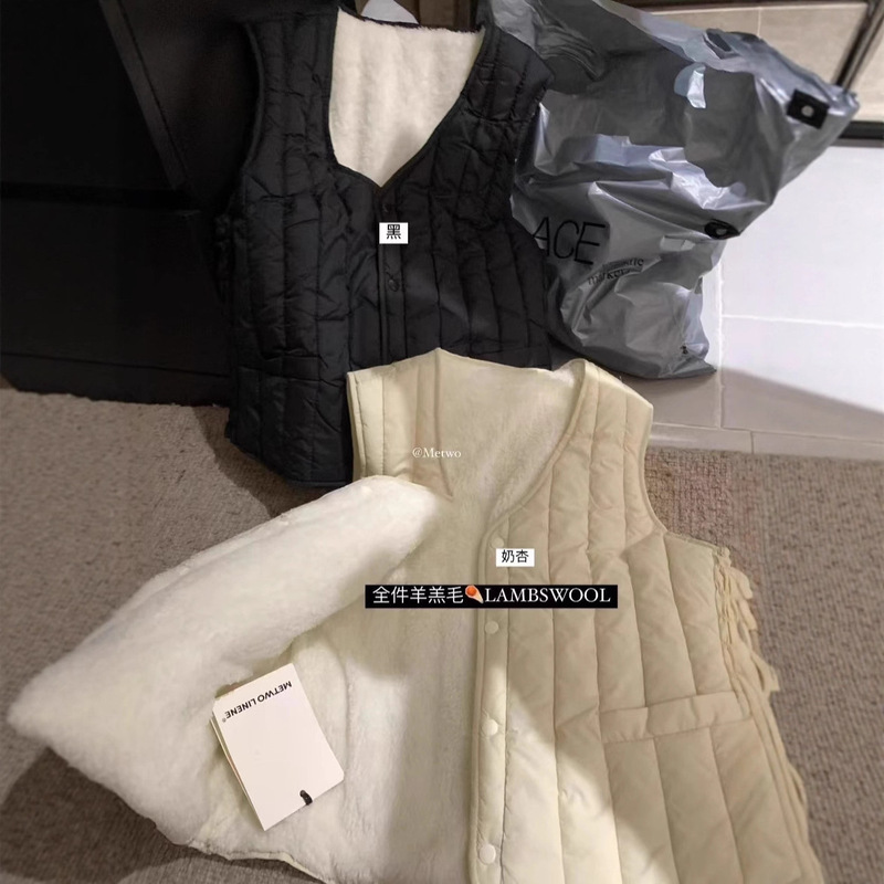 Me*Two Sandwich Vest Warm Vest for Women Comfortable Women's Autumn and Winter Fleece-Lined Thickened Sleeveless Vest Cardigan Top