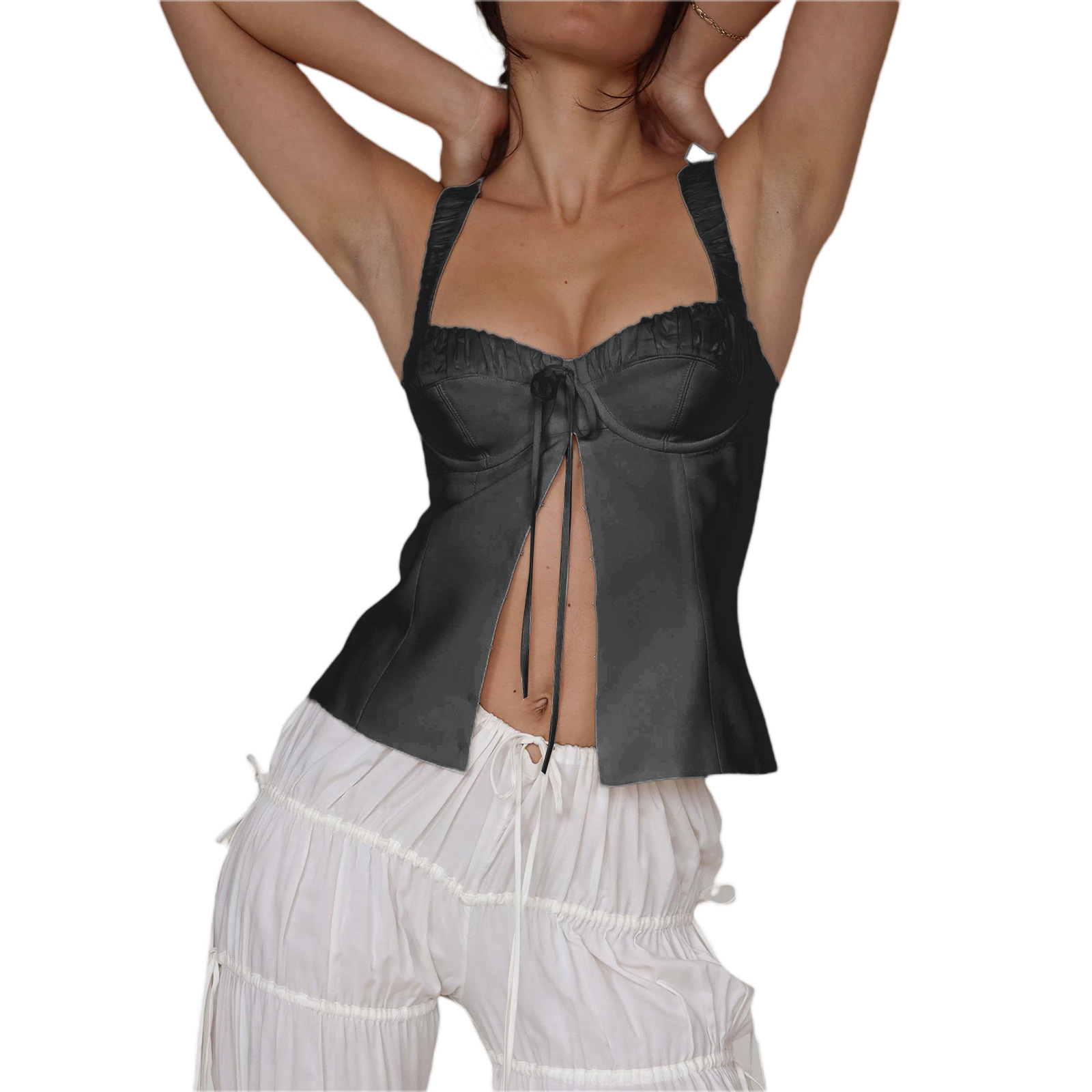 Title 14, Regata feminina com suspensórios e costas linda...