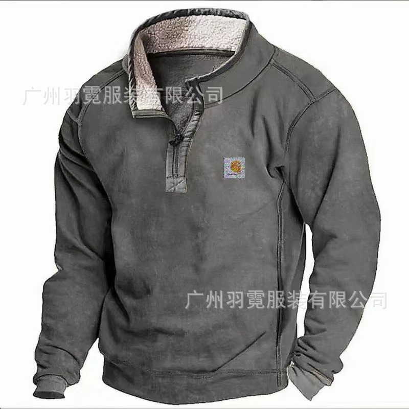 Chaqueta de gamuza con cuello alto y forro polar para hombre, estilo casual, con cierre, para otoño e invierno, sudadera de manga larga para hombre