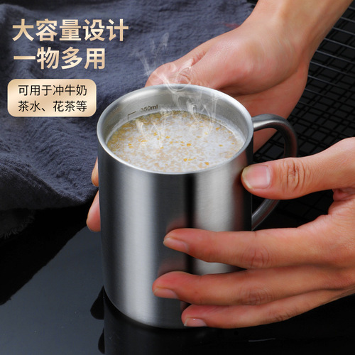 304 Stainless Steel Double-Layer Insulated Mug with Lid for Children, Cross-Border Coffee Cup for Wholesale, Logo Printing Available