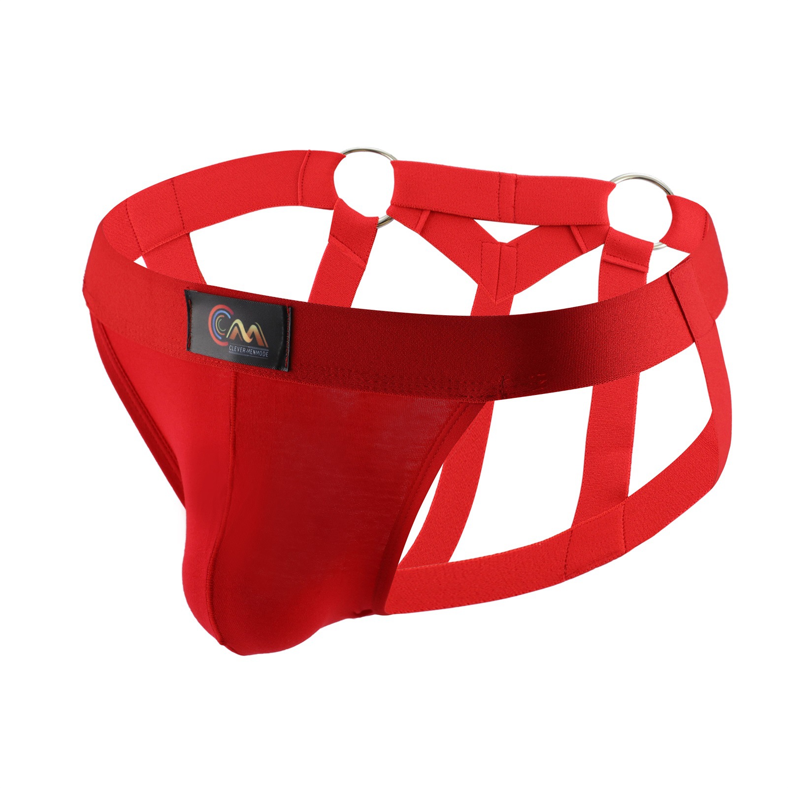 Hombres sexy anillo de acero bajo la cintura hueco doble Ding ropa interior discoteca etapa pierna cinturón retención tentación Tanga