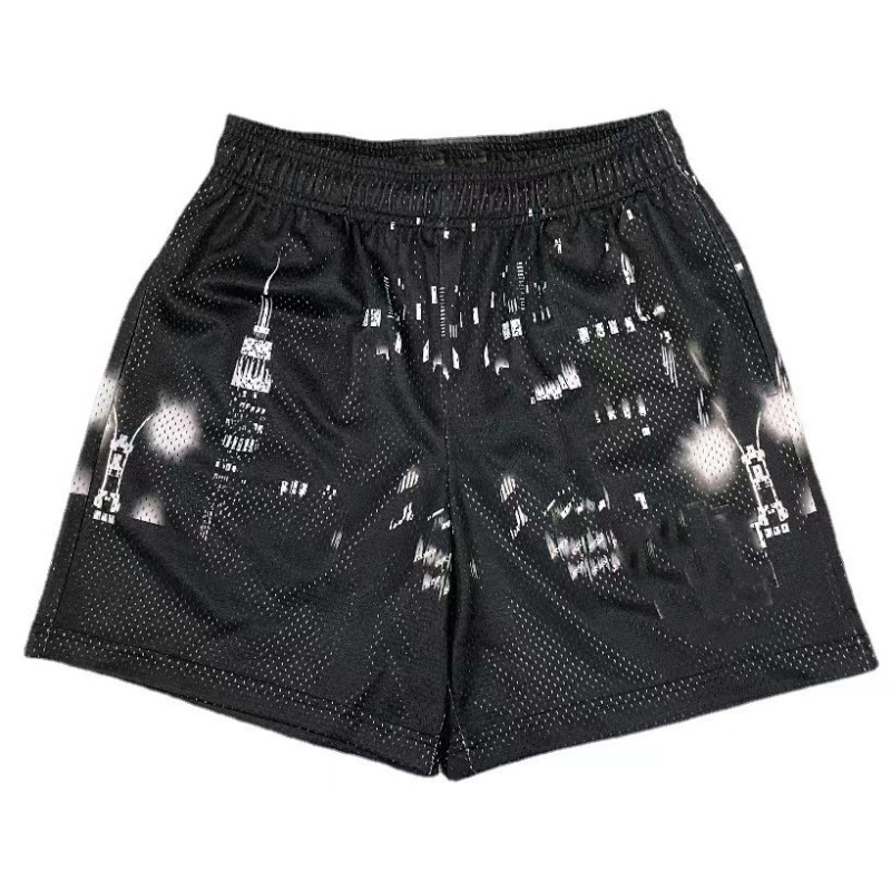 American Style Fitness Shorts Men's Muscle Fitness Sports Quarterpants Mesh Breathable Loose Knee Cross-border Shorts