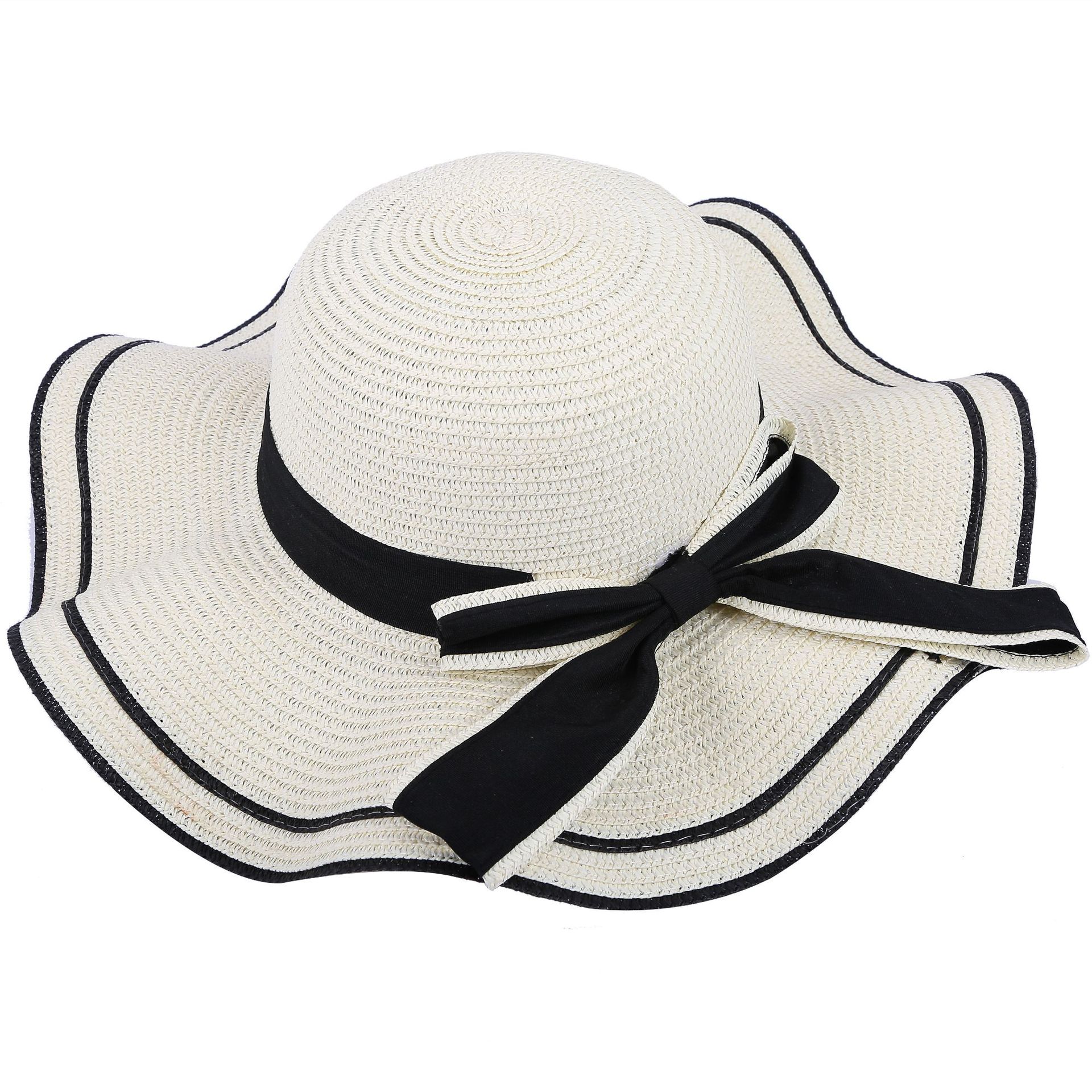 Sombrero de playa de verano para mujer sombrero de Sol de ala grande sombrero de paja de protección solar para playa