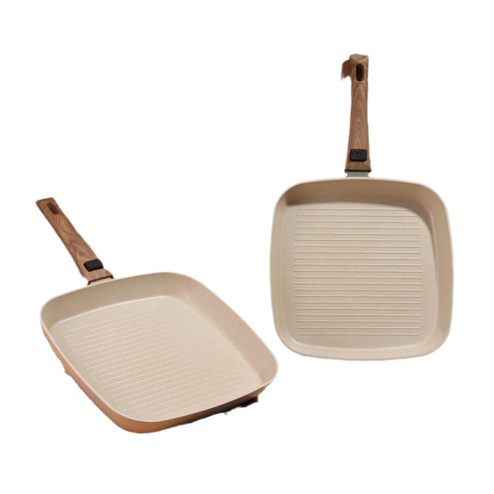 Nueva sartén de carne de aluminio antiadherente sartén de carne occidental engrosada a rayas de aluminio cuadrado sartén 28cm fábrica al por mayor