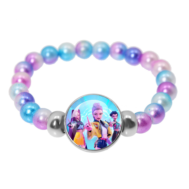 Cross-Border Hot-Selling Kpop Demon-Hunting Girl Group Colorful Beaded Bracelet Cartoon Anime Fashion Personalized Elastic Bracelet Jewelry