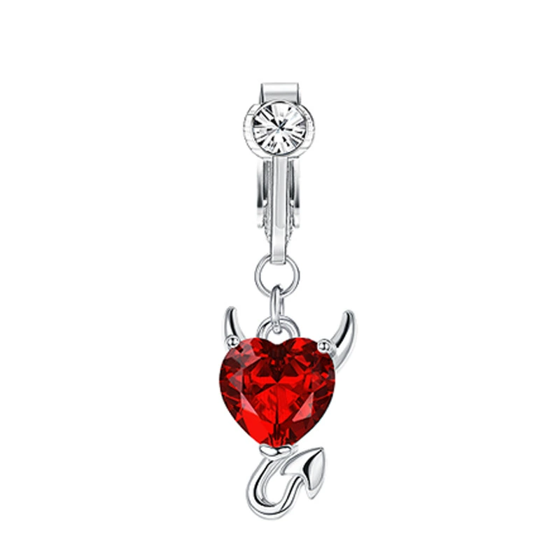Belly button piercing stainless steel heart-shaped, accessory with zircon, flowered, micro incrustation