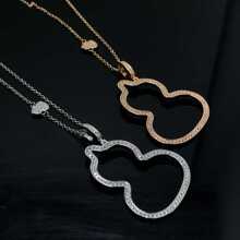 v金高版本麒麟项链新品大号镂空满钻葫芦 项链吊坠时尚百搭高级感