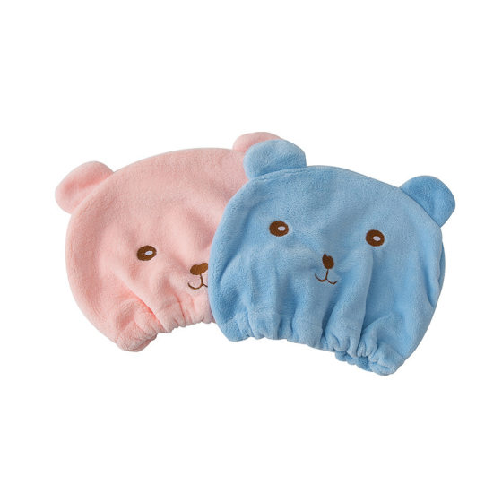 Bear hair drying cap cute absorbent quick-drying headscarf double-sided coral fleece shower cap headscarf factory straight hair
