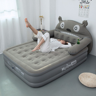 Totoro Lazy Thickened Inflatable Mattress Home Inflatable Bed Single Floor Mat Elevated Double Air Mattress Bed Outdoor Cartoon