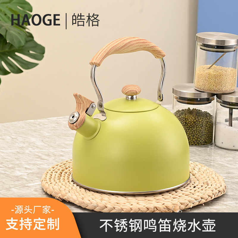 不锈钢绿色烧水壶 2.5L冲咖啡煮茶家用茶壶 欧式新款黄色热水壶