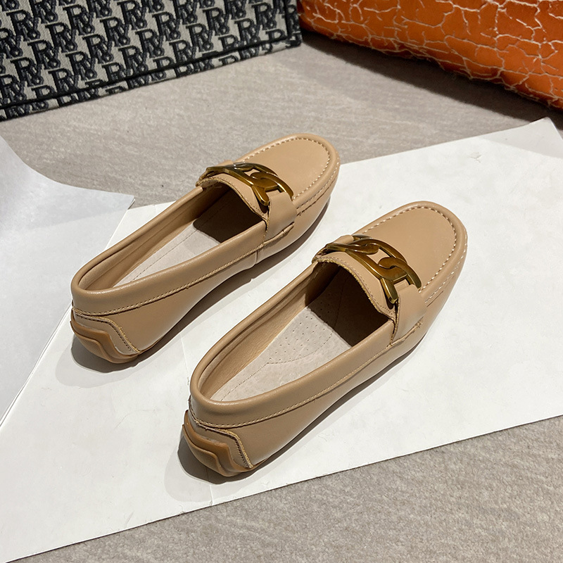 Zapatos de guisantes de fondo plano para mujer 2025 nuevo estilo primavera y verano zapatos de música de fondo suave de todo fósforo zapatos de plataforma zapatos de un pie zapatos individuales para mujer