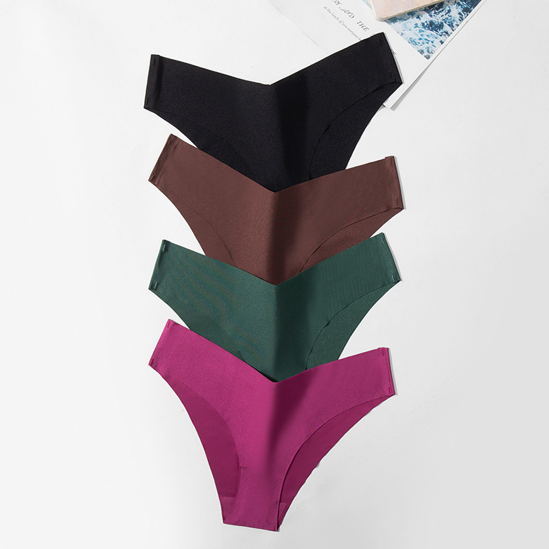 Cross-border Ice Silk seamless underwear women's fashion V-cut briefs pearlescent breathable fabric women's plus size pants HOT Cross-border Ice Silk seamless underwear women's fashion V-cut briefs pearlescent breathable fabric women's plus size pants HOT
