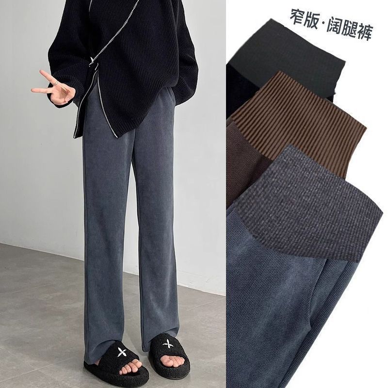 Maternity Pants for Autumn 2025 New Straight Narrow Wide-Leg Pants for Spring and Autumn, Autumn and Winter Fleece-Lined and Thickened