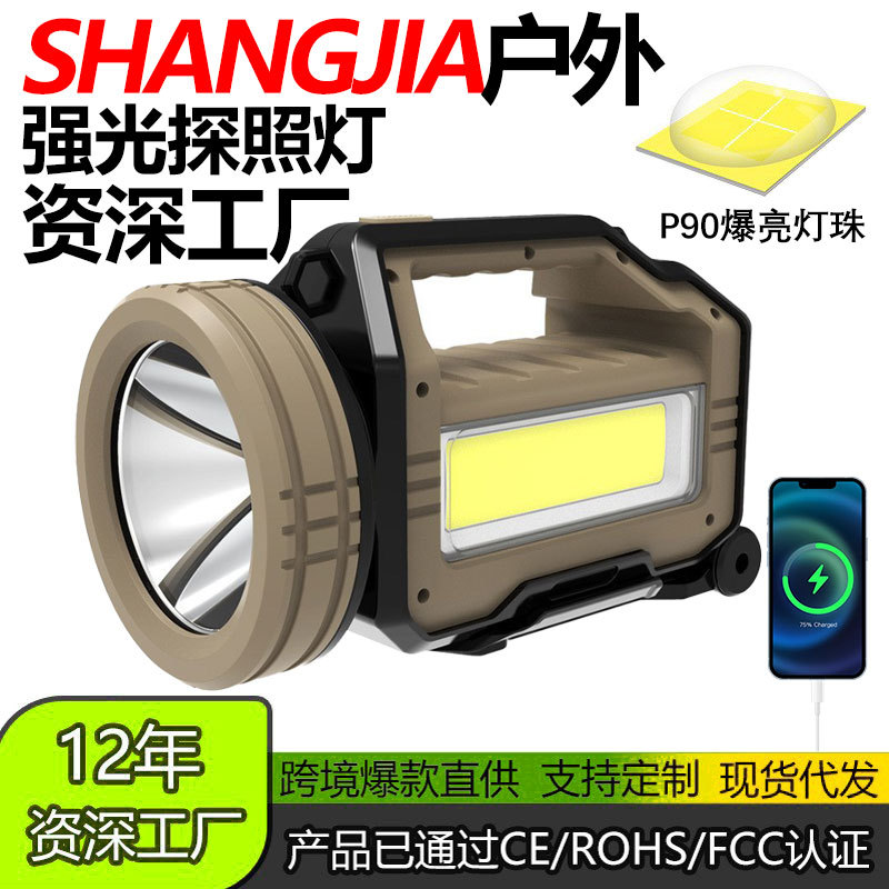 Transfronterizo nuevo P90 luz fuerte lámpara portátil multi-ángulo ajustable carga camping lámpara al aire libre multifuncional reflector