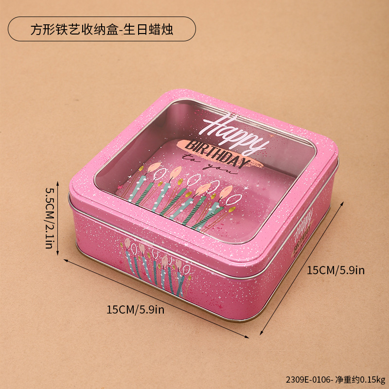 Navidad rectangular claraboyas caja galletas de Navidad caja de hierro caja transparente caja de embalaje caja de lata