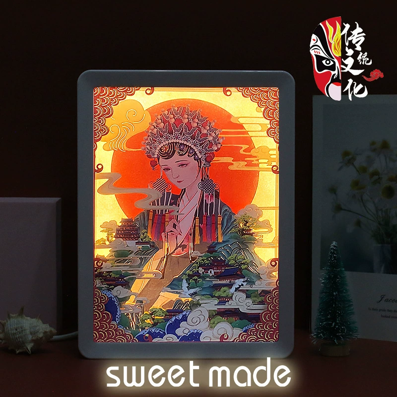 Творческий подарок Национальный прилив Пекинская опера Бумажная лампа столешницы