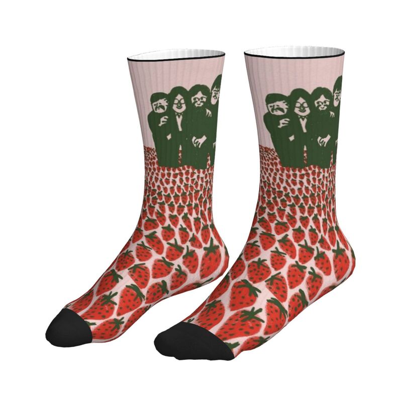 Pod Printed Socks Exclusively for Cross-Border Sales Featuring the Beatles Strawberry Print Mid-Calf Socks Pod Printed Socks Exclusively for Cross-Border Sales Featuring the Beatles Strawberry Print Mid-Calf Socks