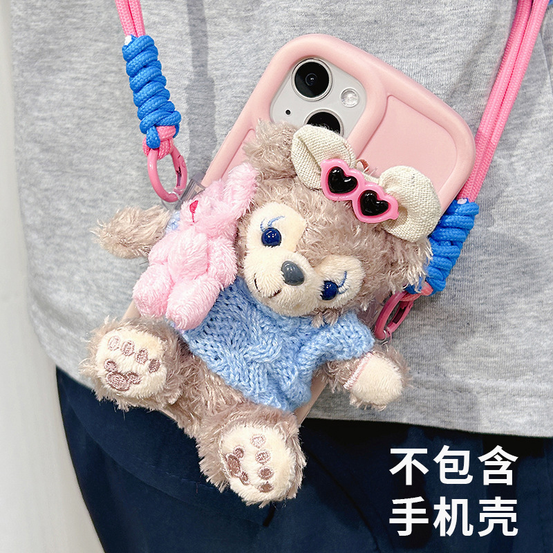 シャーリーローズローズかわいい携帯電話バッククリップクロスボディ着用可能バックストラップ韓国携帯電話チェーンクロスボディぬいぐるみ携帯電話ケース|undefined