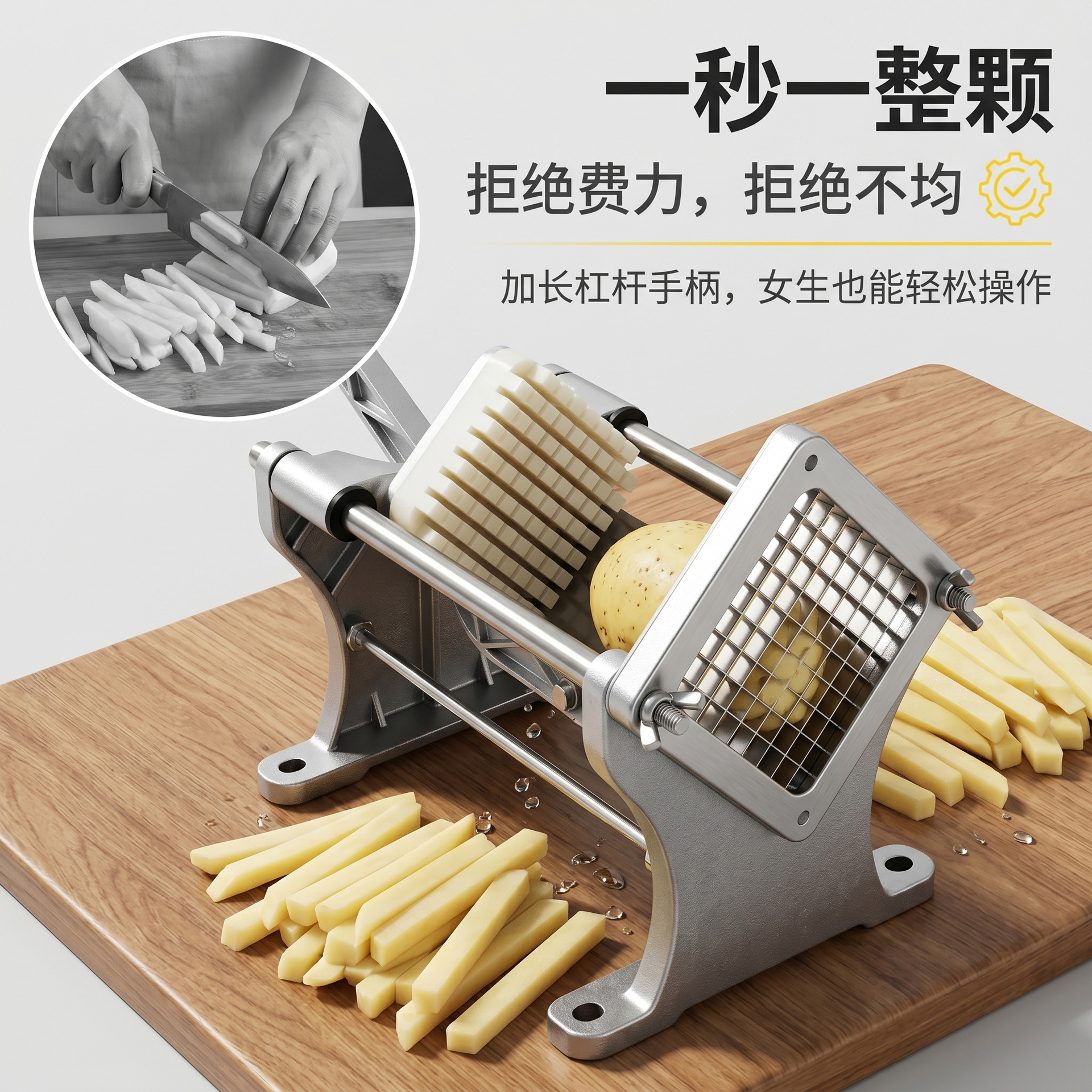 Máquina de papas fritas manual multifuncional diseño de tipo split fácil de limpiar restaurante de comida rápida cortar papas fritas rábanos herramientas al por mayor