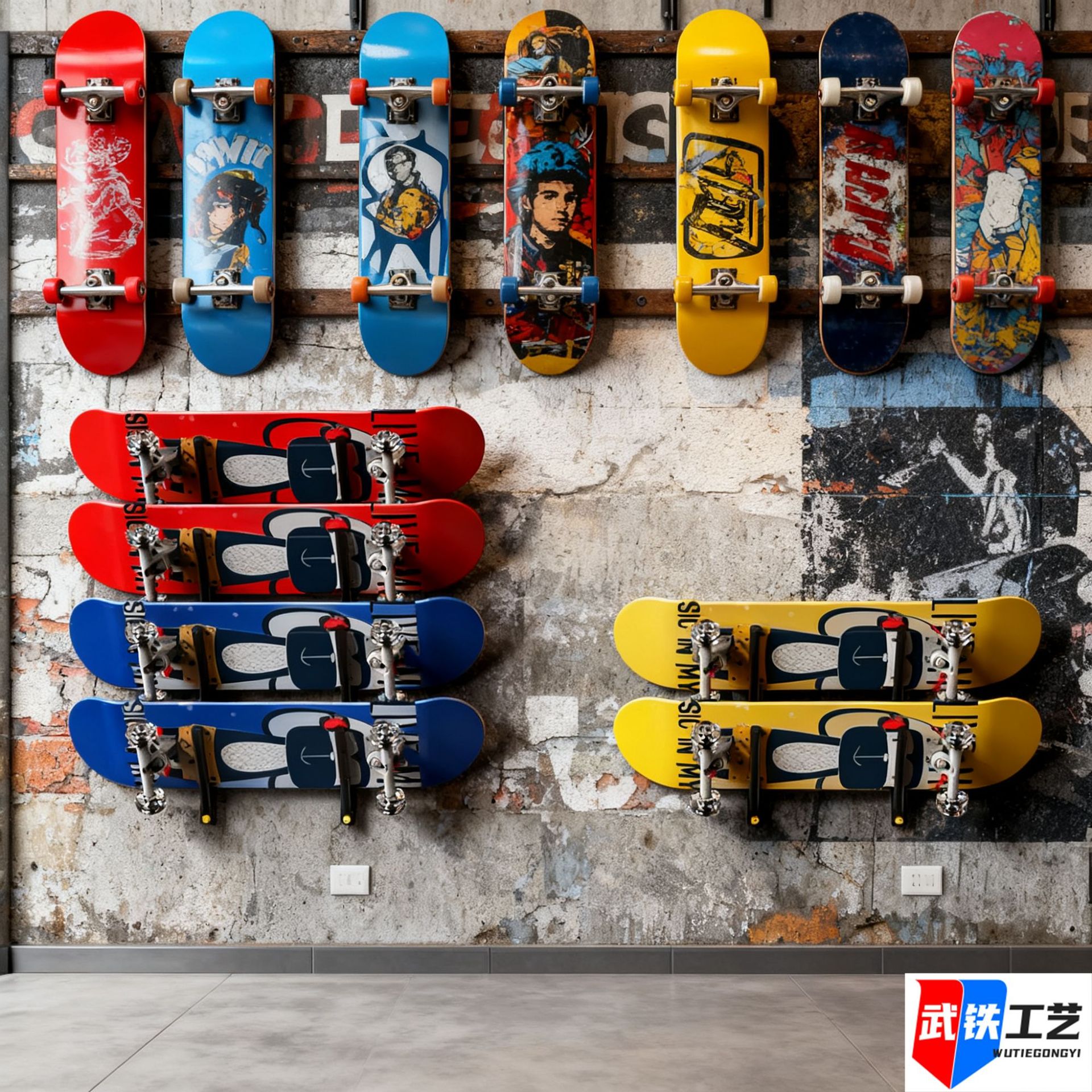 Children's Four-Wheel Longboard Skateboard Rack Multi-Layer Display Rack Wall Hook Sled Board Storage and Display Rack