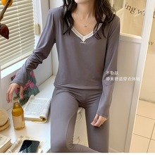 椰油绒纯色保暖内衣套装厂家批发秋冬百搭修身无缝高级感秋衣秋裤