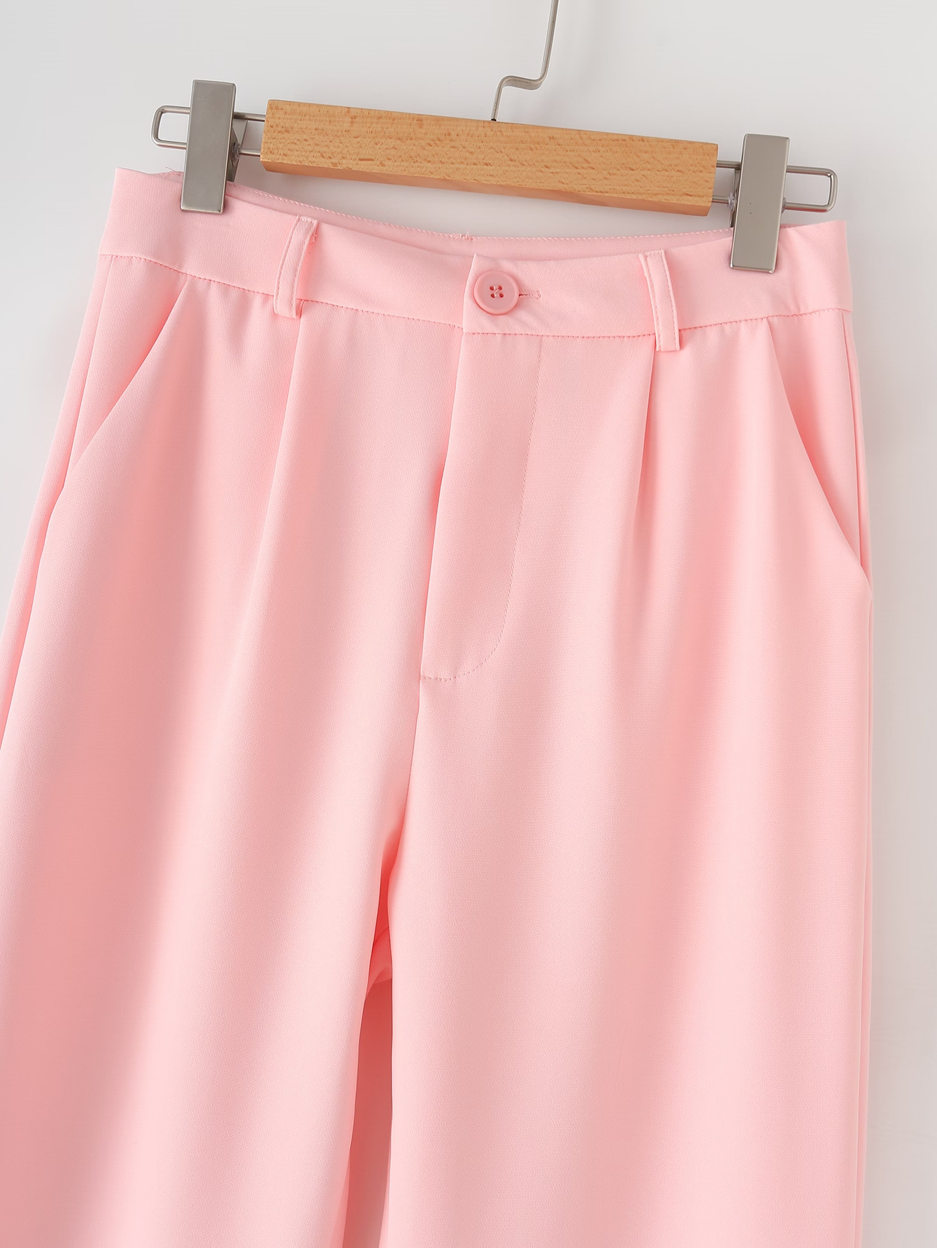 Women's Clothing solid color bow tie cuffs pleated suit jacket casual trousers suit _mkmklike.com