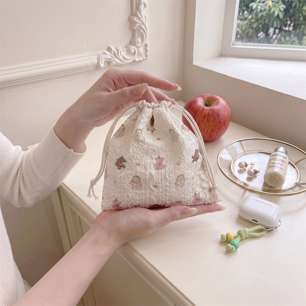 48151 【Copyrighted】 Drawstring Bag Cartoon Storage Bag for Miscellaneous Items, Dustproof, Portable, Multifunctional Organizer Bag
