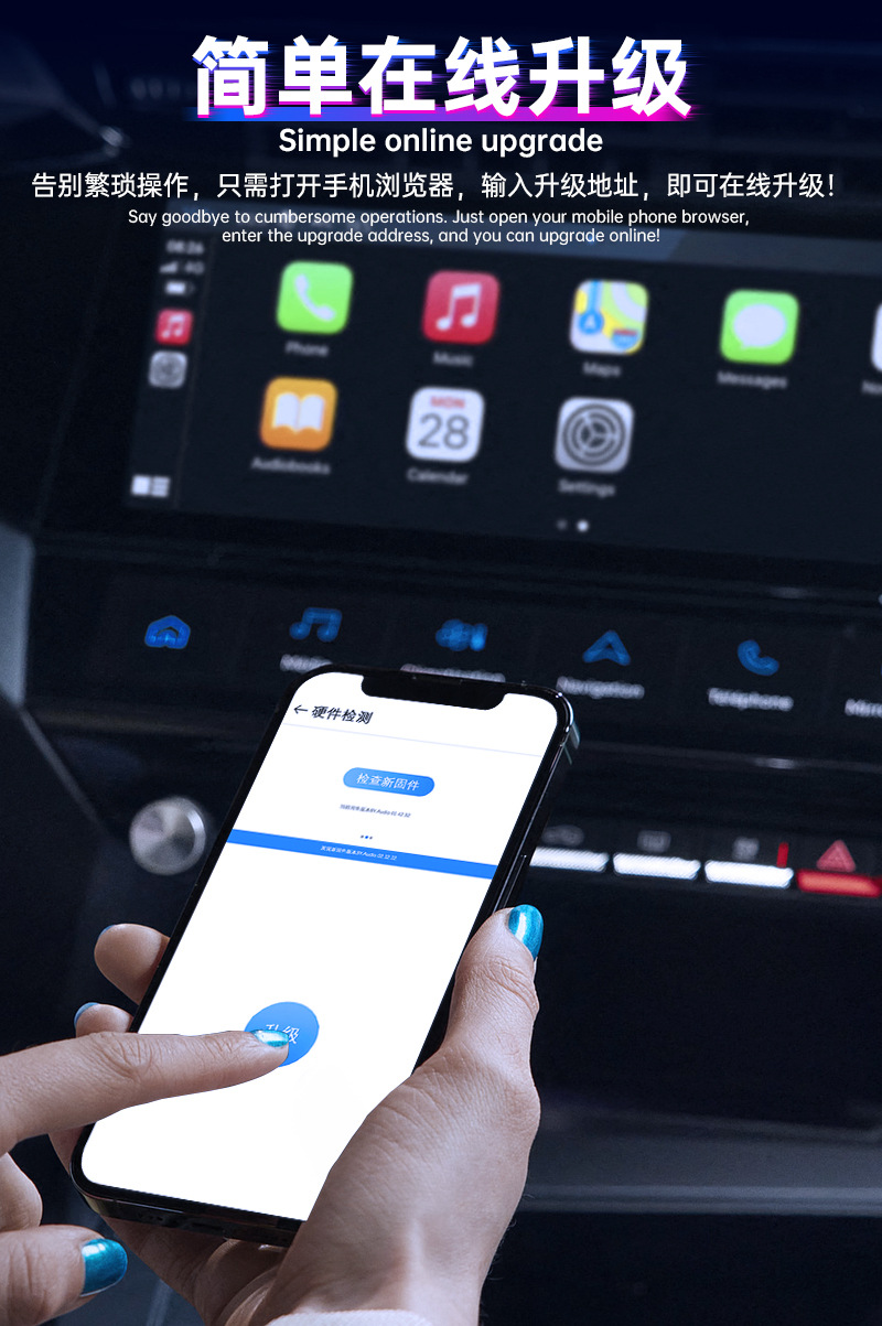 Best-selling wireless CarPlay to Android system smart box for cars with satellite positioning, 4G full network connectivity, and eight-core processor