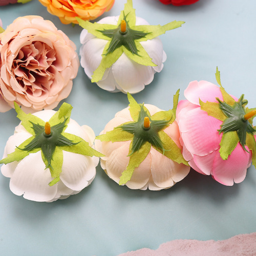 6cm Simulation European-Style Small Peony Flower Heads, Silk Fabric Silk Flowers for Decorative Handmade Wreaths & DIY Floral Gift Boxes—Camellia Blossoms