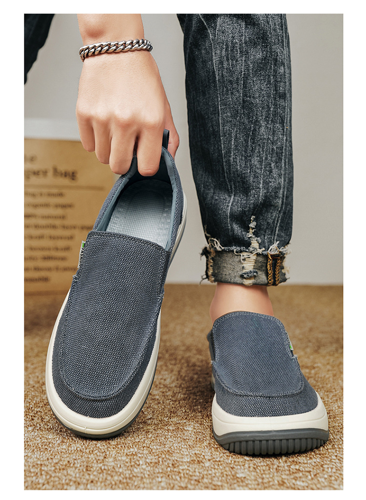 Men's shoes breathable old Beijing cloth shoes casual men's canvas shoes lazy one pedal soft-soled work shoes_voghion.com