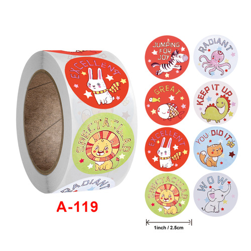 Cross-border children reward stickers, self-adhesive roll stickers, 8 types of children and teacher stationery stickers