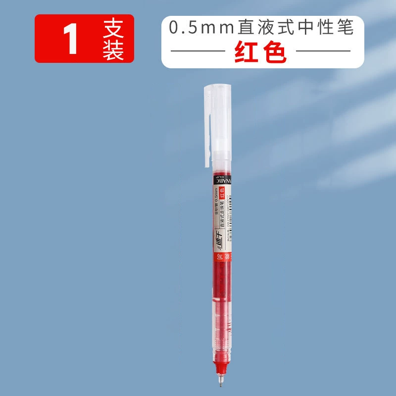 Rollerball pen 0.5 mm quick-dry, water-based ink — student smooth-writing transparent cap