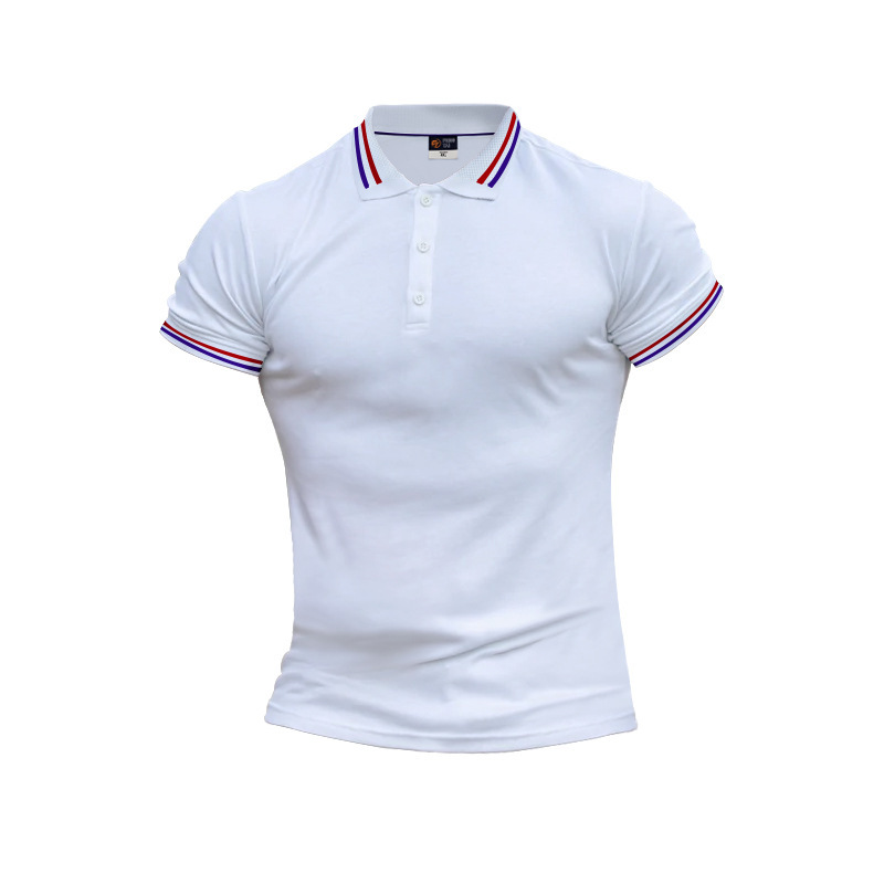 Quality soft fabric polo shirt with contrasting thread lapel splicing for men's casual large short sleeved T-shirt_voghion.com