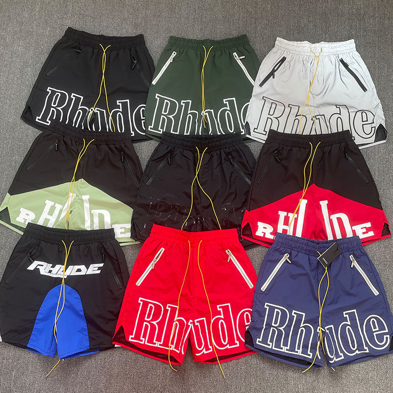 Rhude Trendy High Street Loose Shorts Men's Five-Point Shorts Beach Shorts Suitable for Sports and Leisure