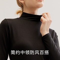 Pure cotton mid-collar one-piece top solid color shirt thermal insulation autumn clothing warm women's winter bottoming shirt factory wholesale