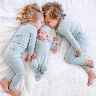 Foreign Trade Kidsren's Clothing Factory Customized Bamboo Fiber Baby Autumn Clothes and Long Trousers Set Boys' Intimates Pajamas Kidsren's Home Clothes