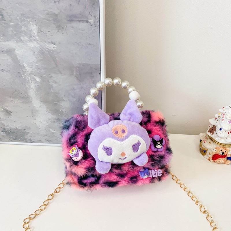 Nuevo leopardo arco bolso infantil peluche princesa de dibujos animados chica bolso de perlas bolso de hombro monedero