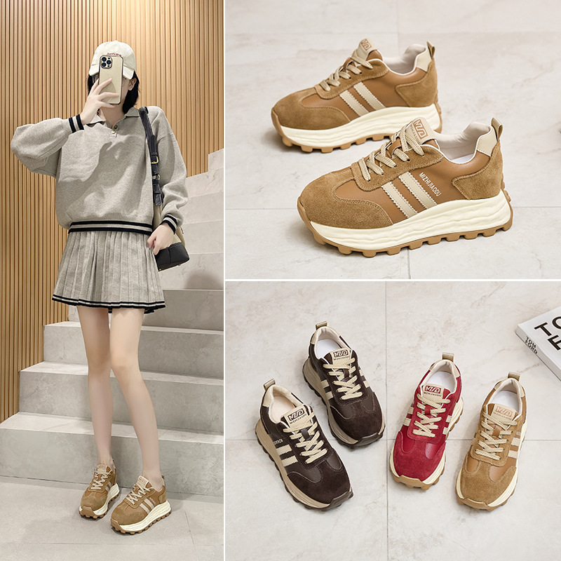 2025运动鞋新款阿甘鞋女时尚潮流休闲鞋老爹鞋百搭厚底增高德训鞋