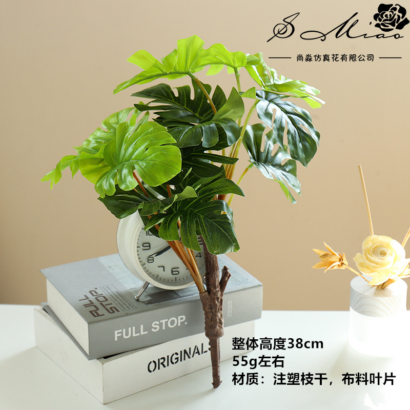 Flor artificial Planta artificial bonsai sala de estar dormitorio flor artificial creativa pequeños adornos hojas planta verde artificial bonsai Generación de cabello