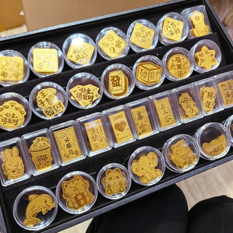 Gold Phone Sticker with Mother-Of-Pearl, Same Style as 999 Pure Gold, Diamond Princess, Please Prosper, Cute Charm Gift Wholesale