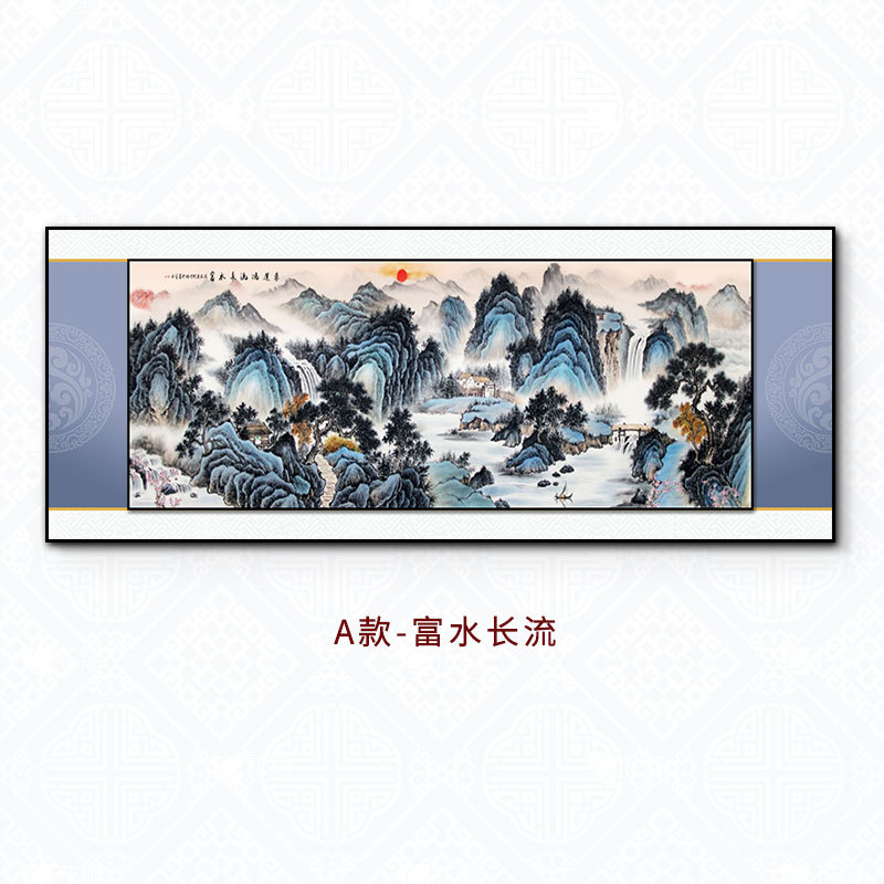 Pintura de paisaje, pintura colgante para sala de estar, nuevo estilo chino, oficina, estudio, cartel de seda, sofá, Fondo de pared, mural de pintura grande