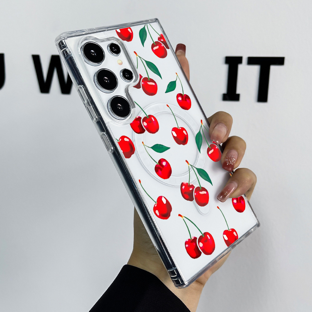 45g Weight Samsung Applicable Brands Phone Cases Classification PC, tpu Material Cherry, Bow Knot Pattern Simple Style, Classic Style Style PC Tpu Cherry Bow Knot Simple Style Classic Style Phone Cases Phone Accessories 3