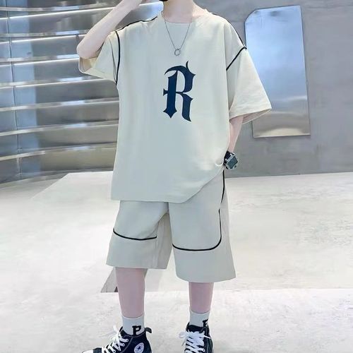 Boys summer suit  new style medium and large children's street sports Internet celebrity short-sleeved summer style children's handsome summer trend