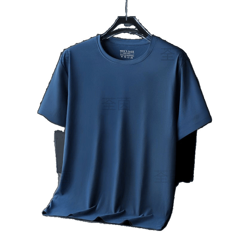 アイスシルクシームレス半袖Tシャツメンズ夏薄いラウンドネックTシャツメンズプラスファットプラスサイズカジュアル速乾服|undefined