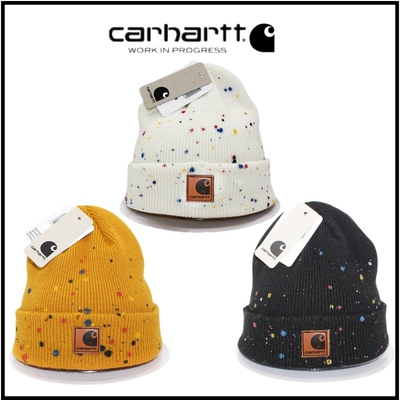 Вязаная шапка Carhartt, осенне-зимняя шерстяная шапка, окрашенная распылением, двухслойная теплая кожаная этикетка без полей, холодная шапка, модная Европа и Америка