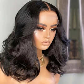 前蕾丝假发 女中分大波浪短卷发 蓬松自然全头套式Front Lace Wig