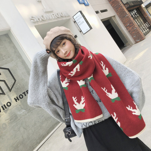 New  Winter Red Christmas Scarf for Women, Unisex, Student-Friendly, Cute, Thick, Warm Knitted Wool Balaclava for Men