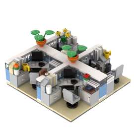 中国积木MOC组装城市家庭系列烧烤炉便利店医院路灯摆件拼装玩具